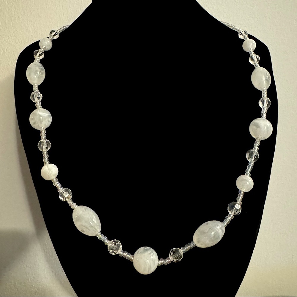 ⚜️3 for $30⚜️ Long White Translucent Acrylic Beaded Necklace (Station Necklace)